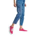 Mubiano H- 101-fs Triko Örme Kumaş Oval Burunlu Bağcık Detay Kadın Fuşya Yüksek Taban Babet & Loafe, Fuşya, 40