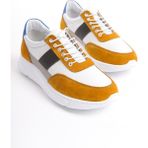 Mubiano Hakiki Deri Erkek Spor Ayakkabı & Sneaker Camel/Beyaz -MBKNT-CMLB - Camel - Beyaz - 42