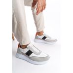 Mubiano Hakiki Deri Erkek Spor Ayakkabı & Sneaker Gri/Beyaz -MBKNT-GRB - Gri - Beyaz - 43