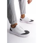 Mubiano Hakiki Deri Erkek Spor Ayakkabı & Sneaker Gri/Beyaz -MBKRY506-GRB - Gri - Beyaz - 40