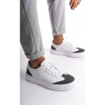 Mubiano Hakiki Deri Erkek Spor Ayakkabı & Sneaker Gri/Beyaz -MBKRY506-GRB - Gri - Beyaz - 43
