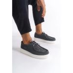 Mubiano Hakiki Deri MBSR3535-GR Erkek Bağcık Detay Süet Günlük Gri Ayakkabı & Loafer