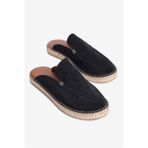 Mubiano Hakiki Deri Summer Erkek Süet Önü Kapalı Jüt Taban Siyah Espadril Terlik -MSSR3416-S, Siyah, 40