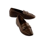 Mubiano Kadın Loafer Gold Tokalı Günlük Ayakkabı Elio Kahverengi, Kahverengi, 36