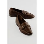 Mubiano Kadın Loafer Gold Tokalı Günlük Ayakkabı Elio Kahverengi, Kahverengi, 37