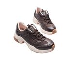 Mubiano Kadın Sneaker File Baskılı Kalın Tabanlı Kahve Rivex - Kahverengi - 37