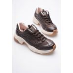 Mubiano Kadın Sneaker File Baskılı Kalın Tabanlı Kahve Rivex - Kahverengi - 40