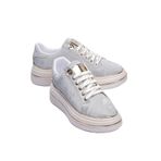 Mubiano Kadın Sneaker Kadife Desenli Gold Detaylı Kalın Tabanlı Spor Ayakkabı Lilium Gri, Gri, 39