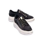 Mubiano Kadın Sneaker Kadife Desenli Gold Detaylı Kalın Tabanlı Spor Ayakkabı Lilium Siyah, Siyah, 37