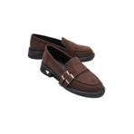 mubiano Kadın Süet Loafer Gold Tokalı Kahverengi Viva, 40