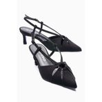 Mubiano Kadın Süet Stiletto Sivri Burun Bantlı Arkası Açık Topuklu Ayakkabı Cora Siyah, Siyah, 36