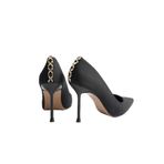 mubiano Lunara Kadın Siyah Nubuk Gold Aksesuarlı Sivri Burun Yüksek İnce Topuklu Ayakkabı Stiletto (9.5 CM), 39