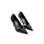 mubiano Marvella Kadın Siyah Deri Sivri Burun Yüksek İnce Topuklu Ayakkabı Stiletto (9.5 CM), 39