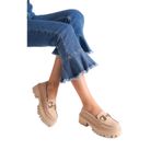 Mubiano Mb1180-n Kalın Taban Nude Tokalı Kadın Kolej Loafer, Nude, 40
