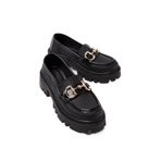 Mubiano Mb1180-s Kalın Taban Siyah Kadın Tokalı Kolej Loafer, Siyah, 39