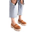 Mubiano Mb1190-tb Kalın Taban Lüx Süet Taba Kadın Kolej Loafer, Taba, 40