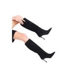 Mubiano Mbhrns1818-s Kadın Süet Ince 9 Cm Topuklu Sivri Burun Siyah Uzun Çizme, Siyah, 38