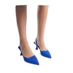 Mubiano Mblnr703-m Kadın Arkası Açık Sivri Burun Saten Mavi Stiletto & Topuklu Ayakkabı, Mavi, 40