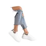 Mubiano MBMKQ200-BA Kadın Kalın Taban Beyaz/altın Sneaker & Spor Ayakkabı - 36 - Beyaz - Altın