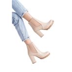 Mubiano Mbzfr5010d-n Kadın Nude Kalın Topuklu Yanları Lastikli Kısa Bot&bootie, Nude, 40