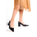 Mubiano Mbzfr602-rs Kadın Rugan Blok Topuklu 6 Cm Sivri Burun Siyah Stiletto & Topuklu Ayakkabı, Siyah, 36