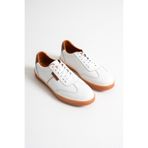 mubiano Navro Erkek Beyaz Hakiki Deri Casual Sneaker Ayakkabı, 40