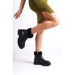 Mubiano -S Kadın Siyah Yakası Kürklü Kalın Thermo Taban Kısa Bot & Bootie MBIBR206