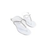 Mubiano Summer Kadın Jelly Mat Beyaz Taş Detay Düz Sandalet-mstb7070-b, Beyaz, 40