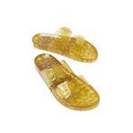 Mubiano Summer Kadın Jelly Şeffaf Altın Sim Düz Terlik-mstb165-sas, Altın/Sim, 37