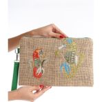 Mubiano Summer Kadın Jüt Hasır Kumaş Denizatı Clutch & Portföy Çanta - MSLY0102-BJ - Bej