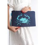 Mubiano Summer Kadın Lacivert Duck Keten Kumaş Yengeç Clutch & Portföy Çanta - Msly0110-lcv