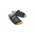 Mubiano Summer Kadın Üç Bantlı Nubuk Özel Taban Mavi Terlik - Mssr18-m, Mavi, 40