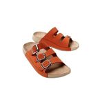Mubiano Summer Kadın Üç Bantlı Nubuk Özel Taban Oranj Terlik - Mssr18-orj, Oranj, 40