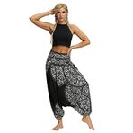 Mucee Kadın Balıkçı Pantolonu Harem Pantolon Kadın Boho Yoga Pantolonu Damla Kasık Günlük Plaj Pantolonu, Çok renkli-10, One Size