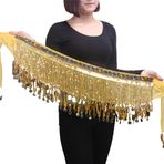 Mucee Oryantal Dans Kalça Atkısı, Püsküllü Pullu Kalça Eteği Kadınlar ve Kızlar için Oryantal Dans Kostümü, Yellow, One Size