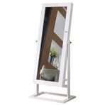 Mücevher Armoire Dolabı, Ayna Takı Dolabı Ayakta, Takı Aynası Düzenleyici Tam Boy, Depolu Ayna, Bağlantısız Depolama Düzenleyici, Kolye Küpe için (Beyaz)