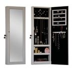 Mücevher Armoire Dolabı, Mücevher Armoire Takı Düzenleyici Duvara Monte Kilitlenebilir Takı Aynalı Büyük Takı Armoire Dolabı, Beyaz