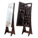 Mücevher Armoire Dolabı, Takı Armoire, Takı Dolabı, Aynalı Takı Standı, Kilitlenebilir Dolap, 2 Çekmece, Ayarlanabilir Açılar