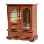 Mücevher kutusu ahşap, takı kutusu, yüzük kutusu, ahşap takı kutusu, vintage takı kutusu, çok fonksiyonlu takı kutusu, 2 çekmeceli ve 360° dönebilen kanca takı organizatörü (mücevher kutusu a)