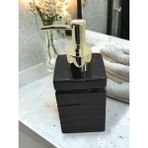 Mucha Box Lüks Porselen Banyo Mutfak Sıvı Sabunluk Bulaşık Deterjanlık Gold Altın Kapak - Siyah