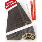 Mucha Büyük Orijinal Bambu Sushi Matı Sushı Sarma Hasırı Suşi Matı 30 x 40 cm 2 Çift Chopstick - No: 3