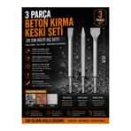Mucit Home 3 Parça Beton Tuğla Duvar Kırma Delme Hilti Uç 25 Cm Keski Murç Seti