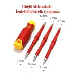 Mucit Home 4 Parça İzoleli Elektrikçi Tornavida Seti Mıknatıslı Yıldız Düz Tornavida Set Tak Çıkar