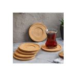 mucit home 6'lı Bambu Çay Tabağı Seti, Yuvarlak Bambu Çay Bardağı Altlığı