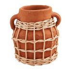Mud Pie Küçük Terracotta Rattan Vazo; 5 1/2 "x 4 3/4" Çap