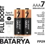 Mudanis Type-C Şarjlı 800MWH 1.5V Şarj Edilebilir 2’li Aaa Ince Pil - Lityum Iyon Batarya