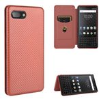 MUDASANQI BlackBerry KEY2 ile Uyumlu Koruyucu Kılıf, Dar Kesim, Karbon Fiber Görünüm, Darbe Emici, Yumuşak Çizilmez Mikrofiber Astar Kapak Koruması Darbeye Dayanıklı Kapak (Kahverengi)