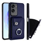 MUDASANQI Huawei Honor 90 Lite Kart Tutuculu Cüzdan Kılıf, PU Deri Manyetik Düğme Açılır Darbeye Dayanıklı Kapak+360°Dönebilen Parmak Tutucu Destek Çubuğu Koruyucu Kılıf (Renk: Mavi)