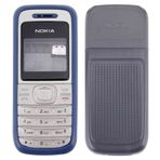 MUDASANQI Nokia 1200/1208 / 1209 Ön Kapak + Orta Çerçeve Çerçeve + Pil Arka Kapağı (Mavi) ile Uyumlu Yedek Parçalar Tam Muhafaza Kapağı