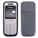 MUDASANQI Nokia 1200/1208 / 1209 Ön Kapak + Orta Çerçeve Çerçeve + Pil Arka Kapağı (Siyah) ile Uyumlu Yedek Parçalar Tam Muhafaza Kapağı